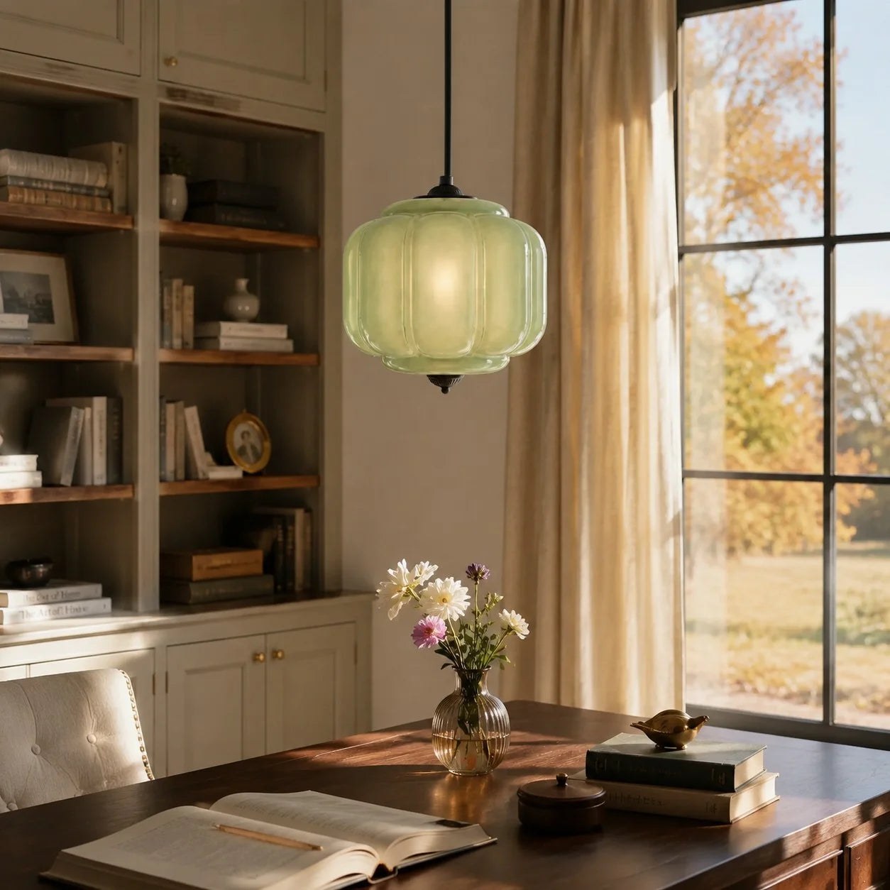 Lumi Vintage Milk Glass Oiled Brass Eloise Pendant Light