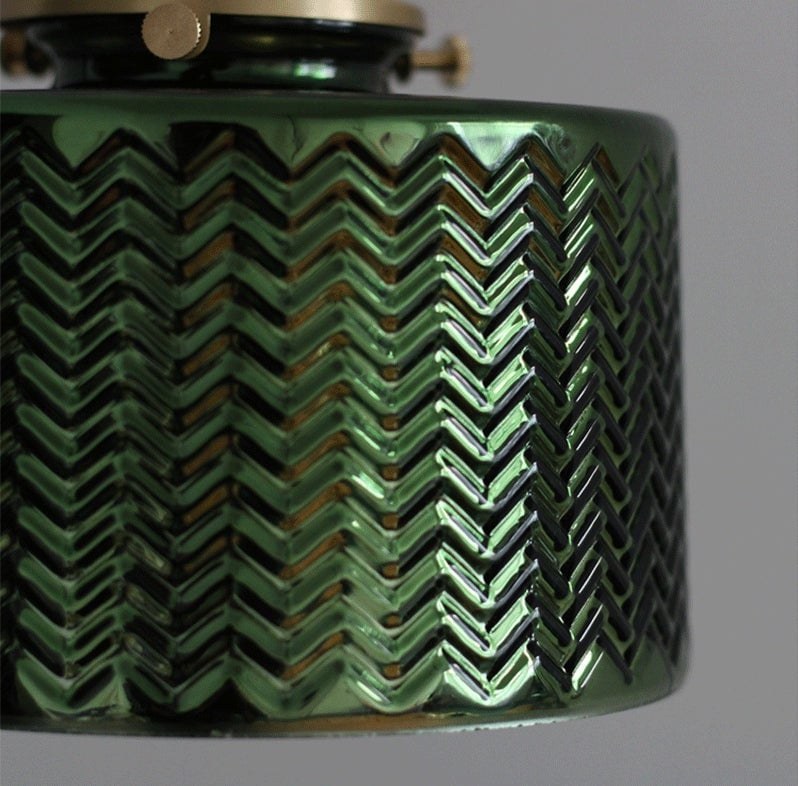 Green Art Deco Glass Wall Sconce with Brushed Brass
