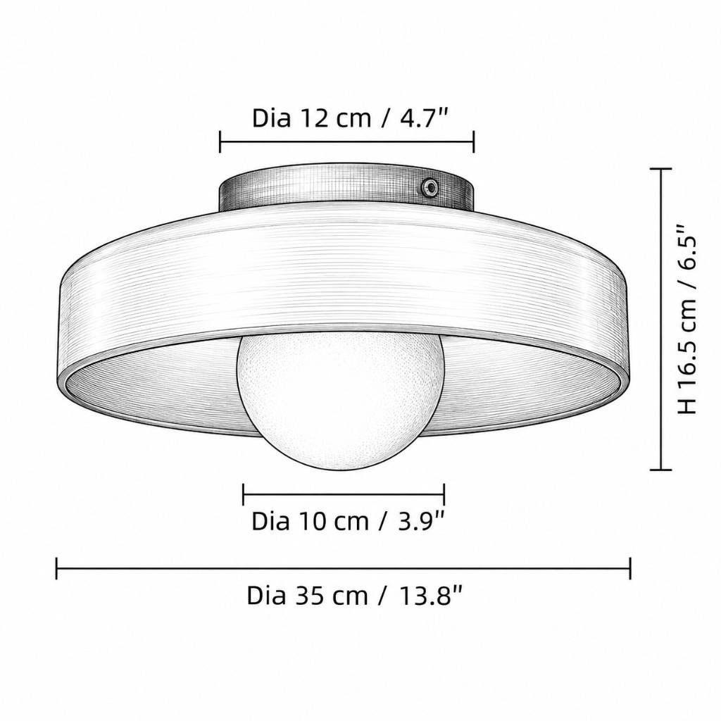 Glasenti Maßzeichnung Ø 35 cm, Höhe 16,5 cm
