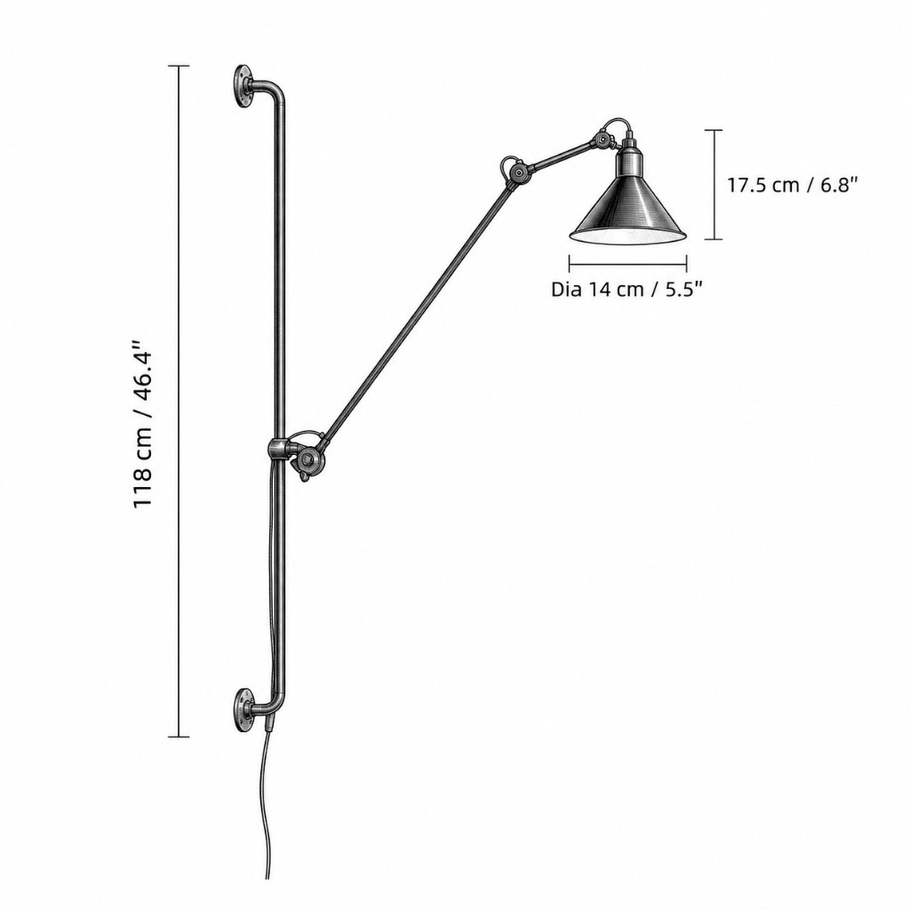 Articula Maßzeichnung Modell E Groß, Schiene 118 cm