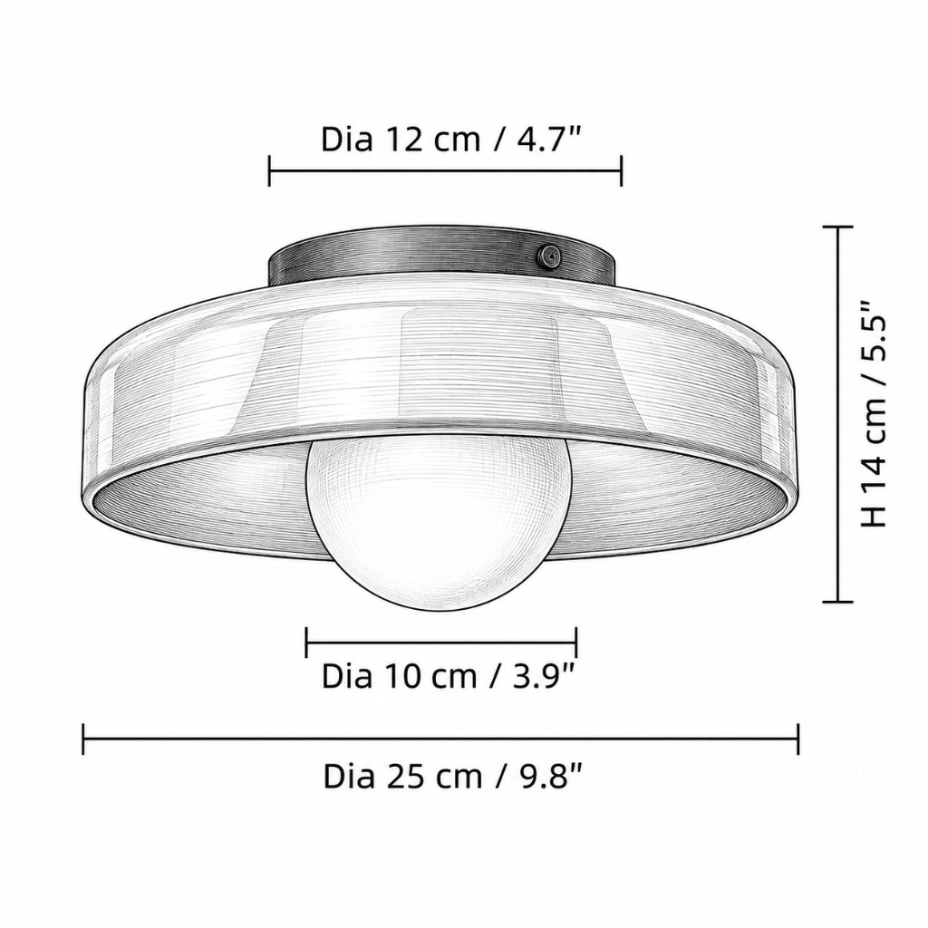 Glasenti Maßzeichnung Ø 25 cm, Höhe 14 cm
