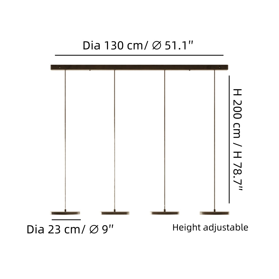 Maßzeichnung 4-flammig, 130 cm