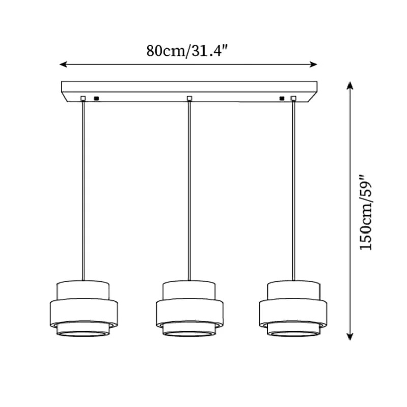 3-flammig Baldachin 80 cm, Gesamthöhe 150 cm