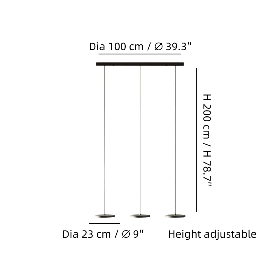 Maßzeichnung 3-flammig, 100 cm