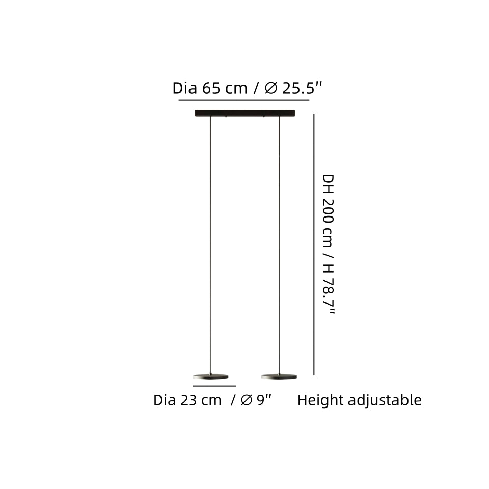 Maßzeichnung 2-flammig, 65 cm