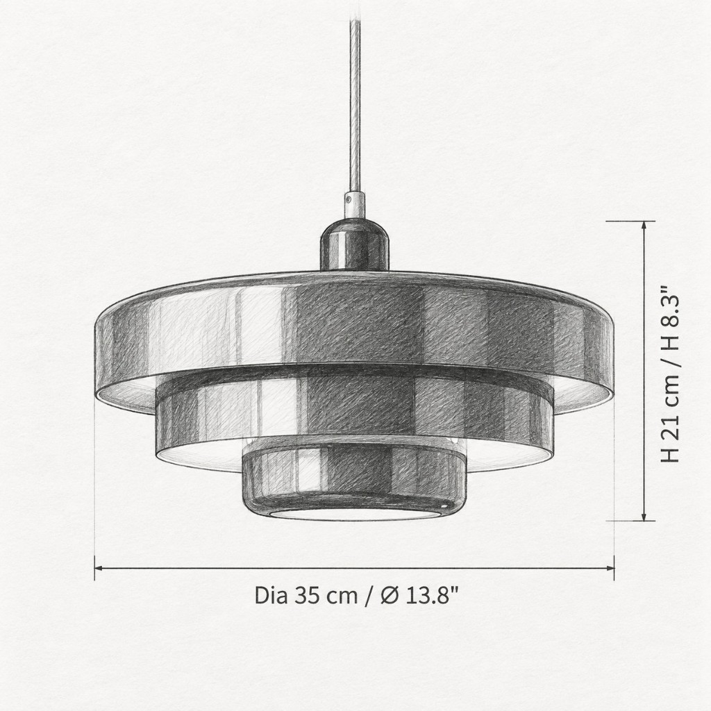Maßzeichnung 1-flammig, Ø 35 cm × H 21 cm