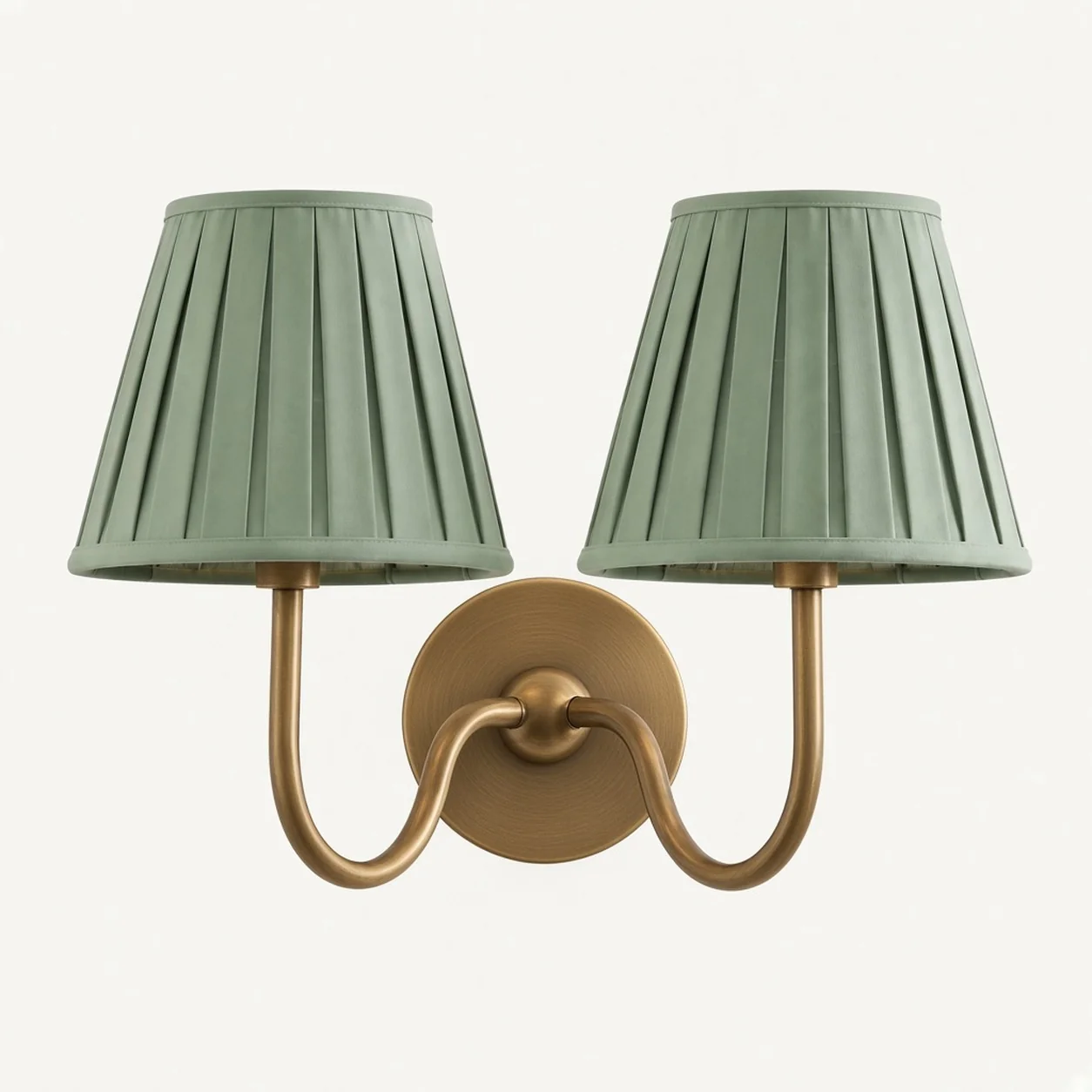 Luvora 2 Heads · Brass · Sage Green Pleated