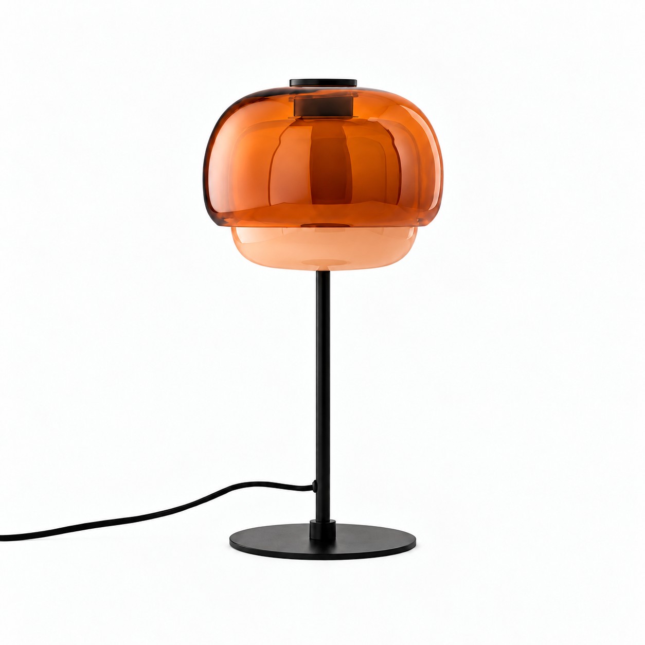 Kinoko-Tischlampe mit dunkelorangem Glas