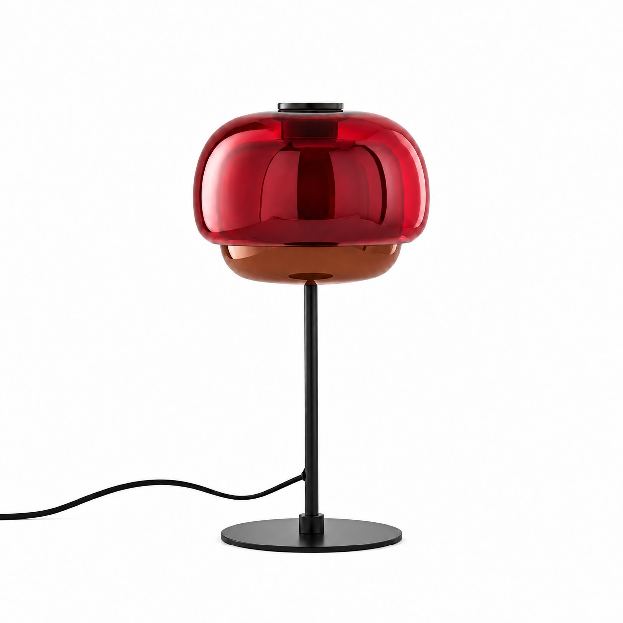 Kinoko-Tischlampe mit rotem Glas
