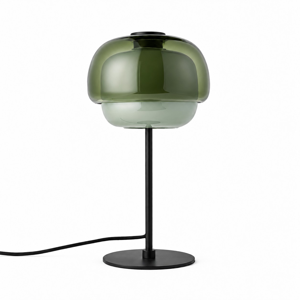 Kinoko-Tischlampe mit grünem Glas