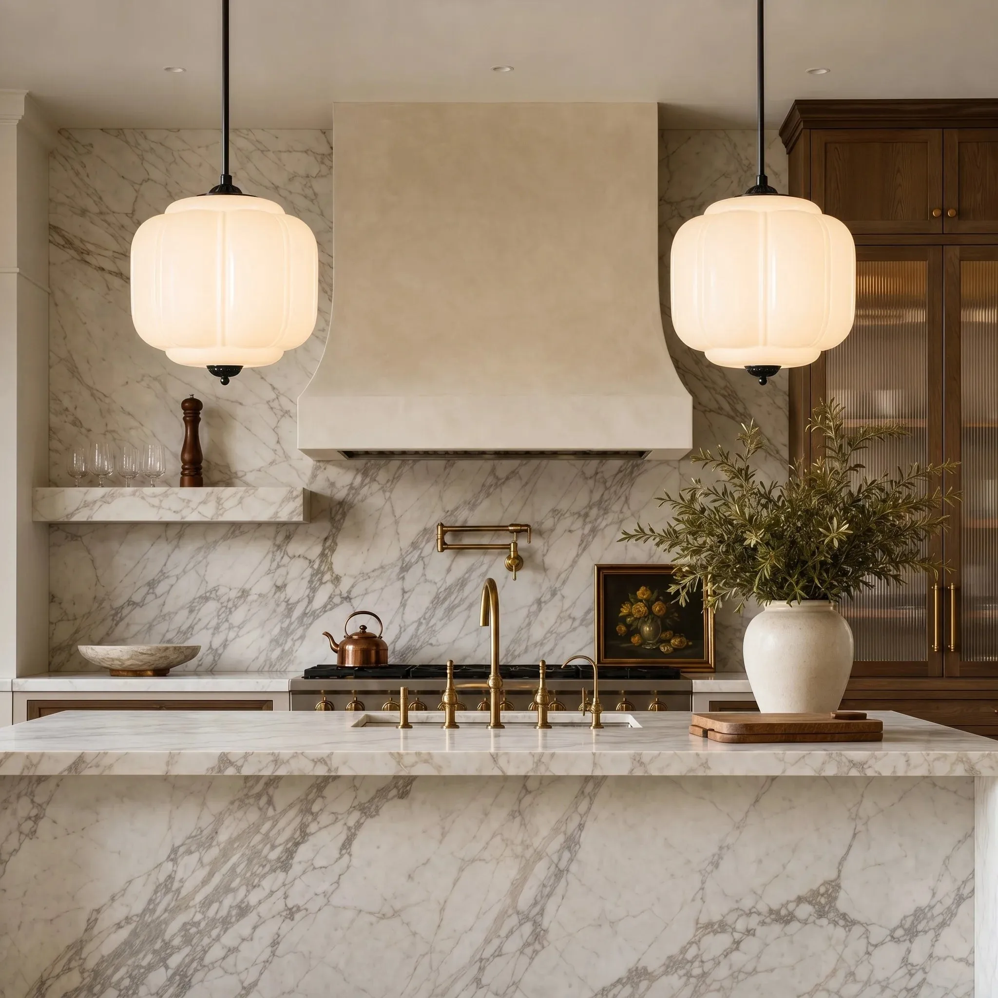 Lumi Vintage Milk Glass Oiled Brass Eloise Pendant Light 17