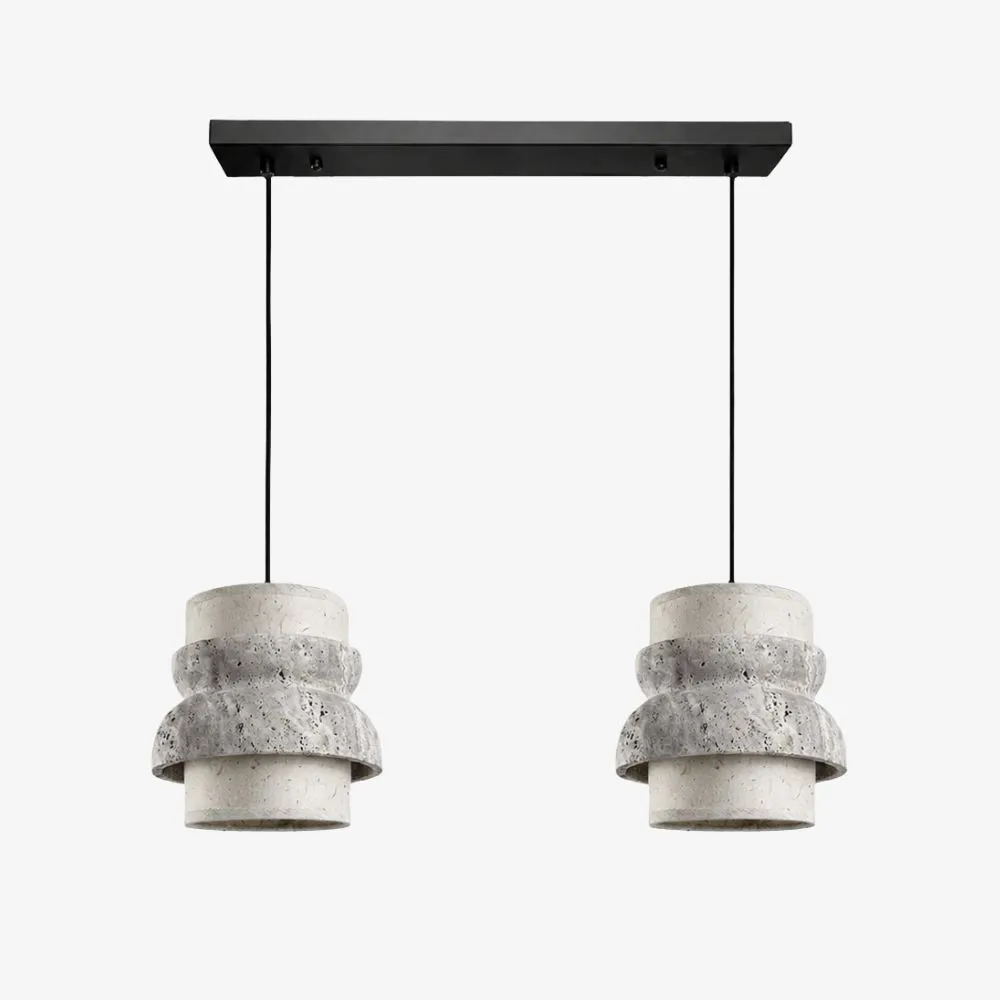 Style A gray travertine stone pendant light with two heads