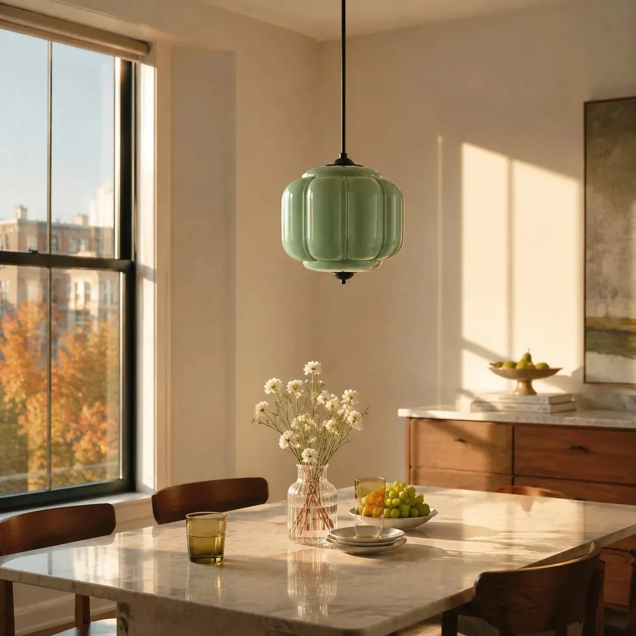 Lumi Vintage Milk Glass Oiled Brass Eloise Pendant Light 9