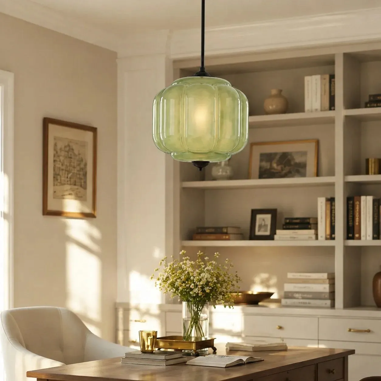 Lumi Vintage Milk Glass Oiled Brass Eloise Pendant Light 10