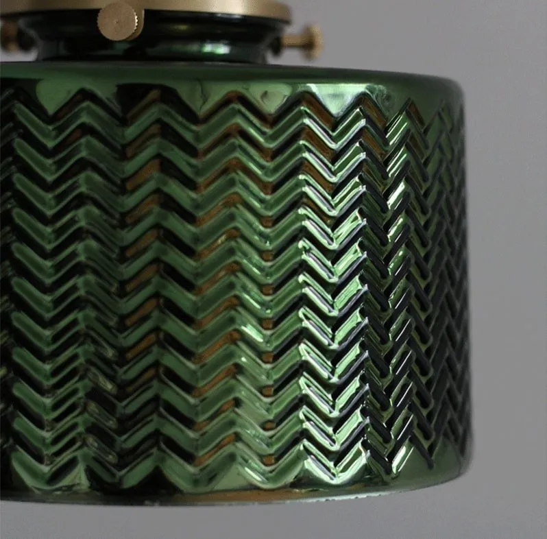 Green Art Deco Glass Wall Sconce with Brushed Brass 3