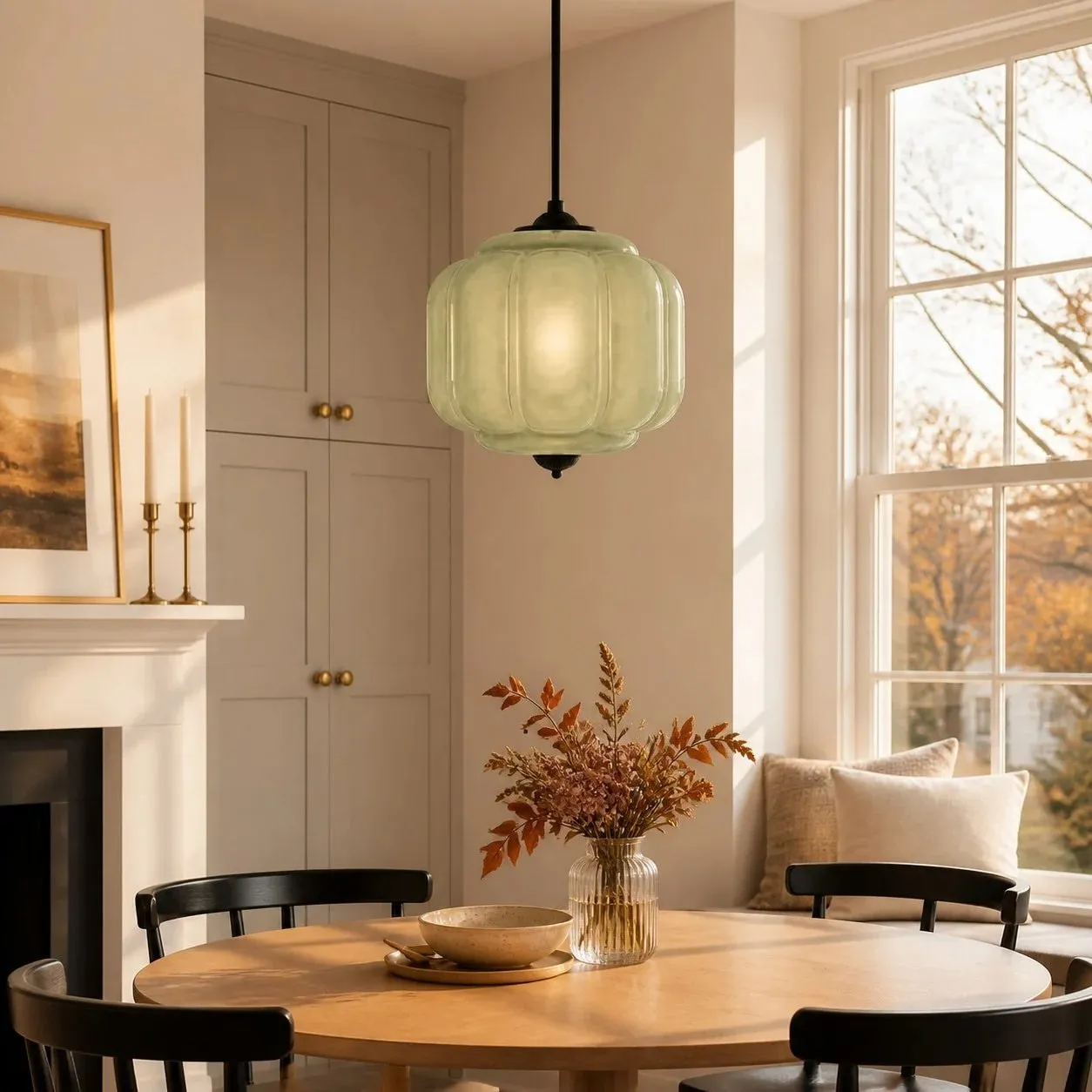 Lumi Vintage Milk Glass Oiled Brass Eloise Pendant Light 11