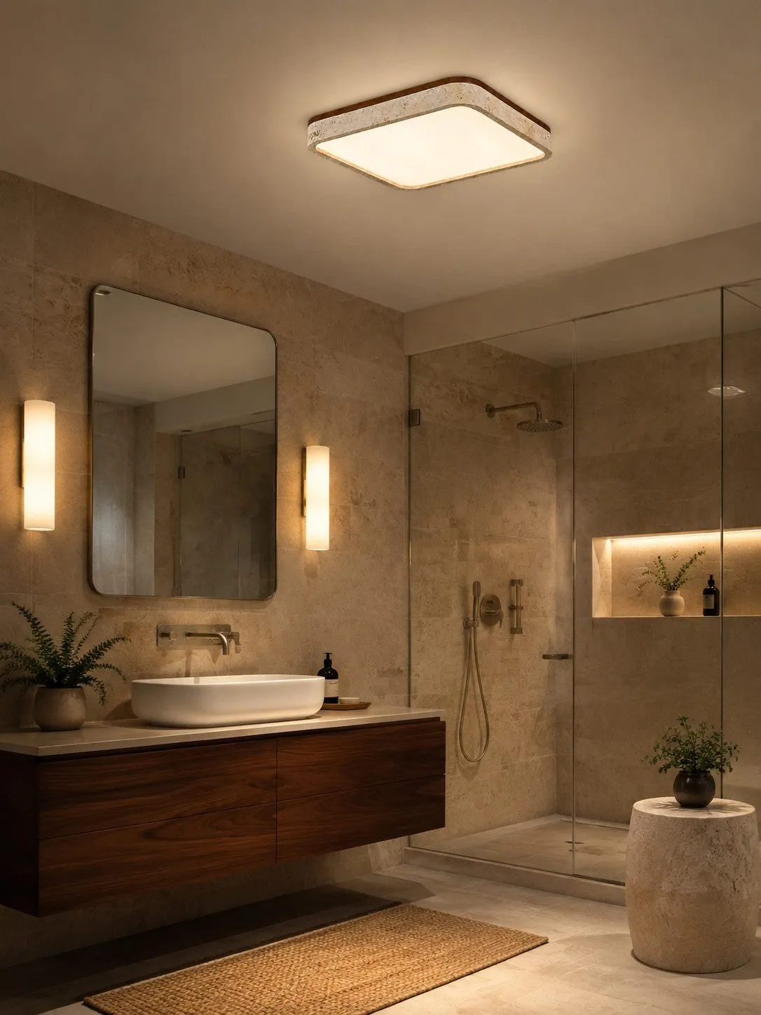 Travira Sculptural Travertine Ceiling Fixture - Soft Ambient Light for Bedroom Living Room or Entryway 32