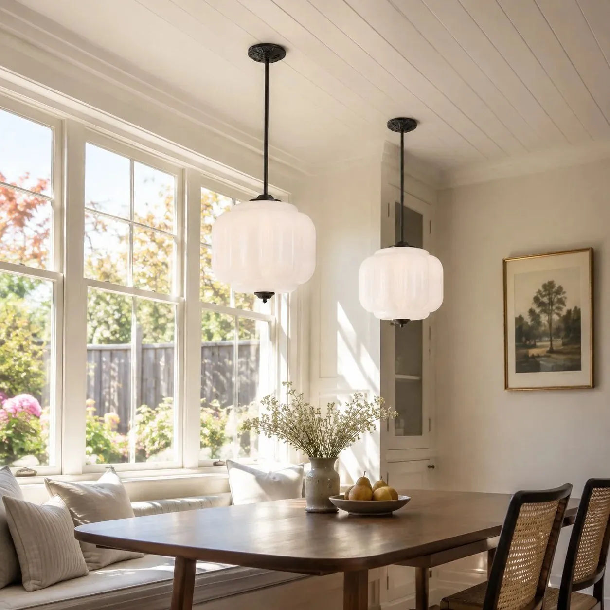 Lumi Vintage Milk Glass Oiled Brass Eloise Pendant Light 4