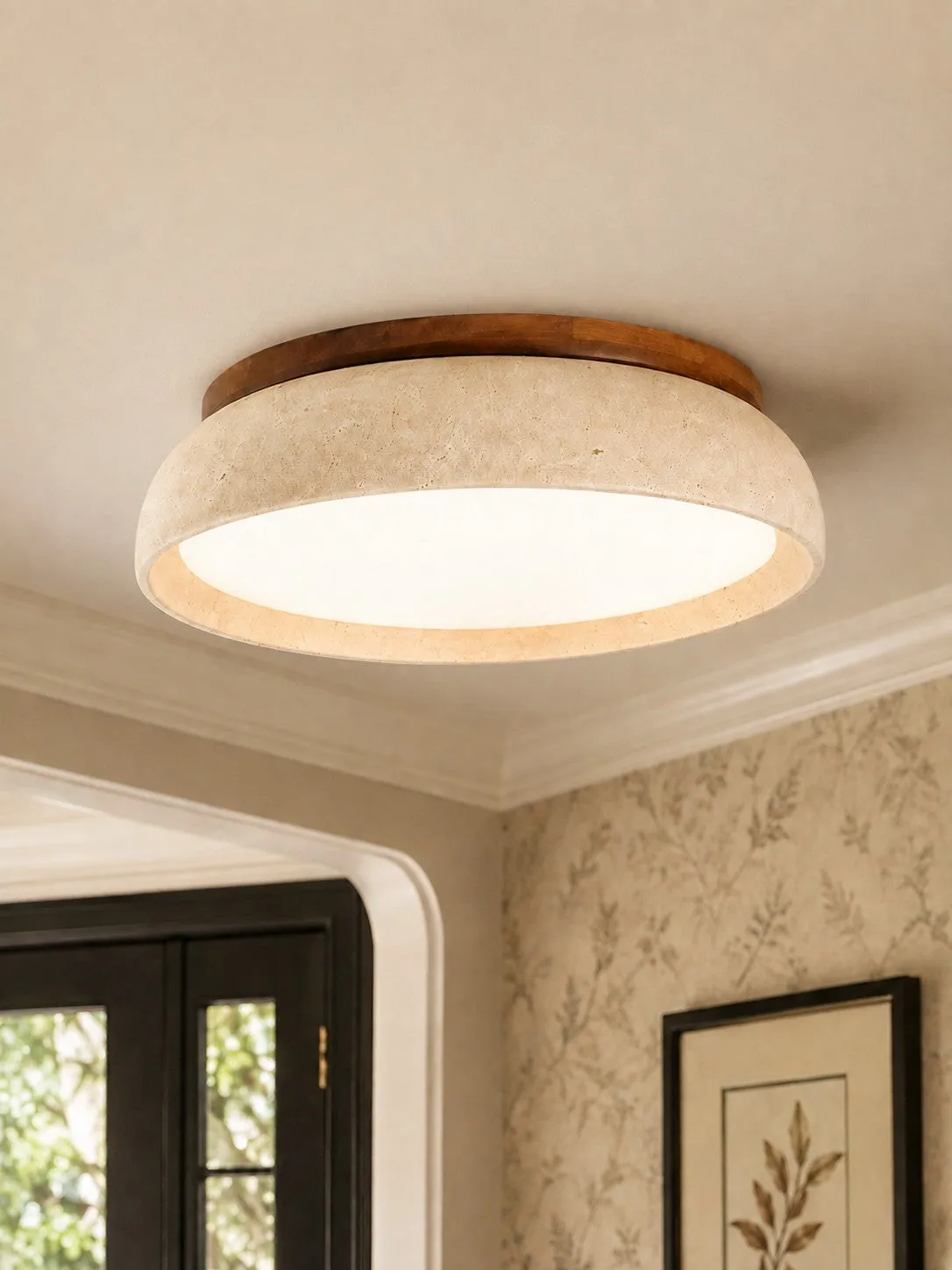 Travira Sculptural Travertine Ceiling Fixture - Soft Ambient Light for Bedroom Living Room or Entryway 12