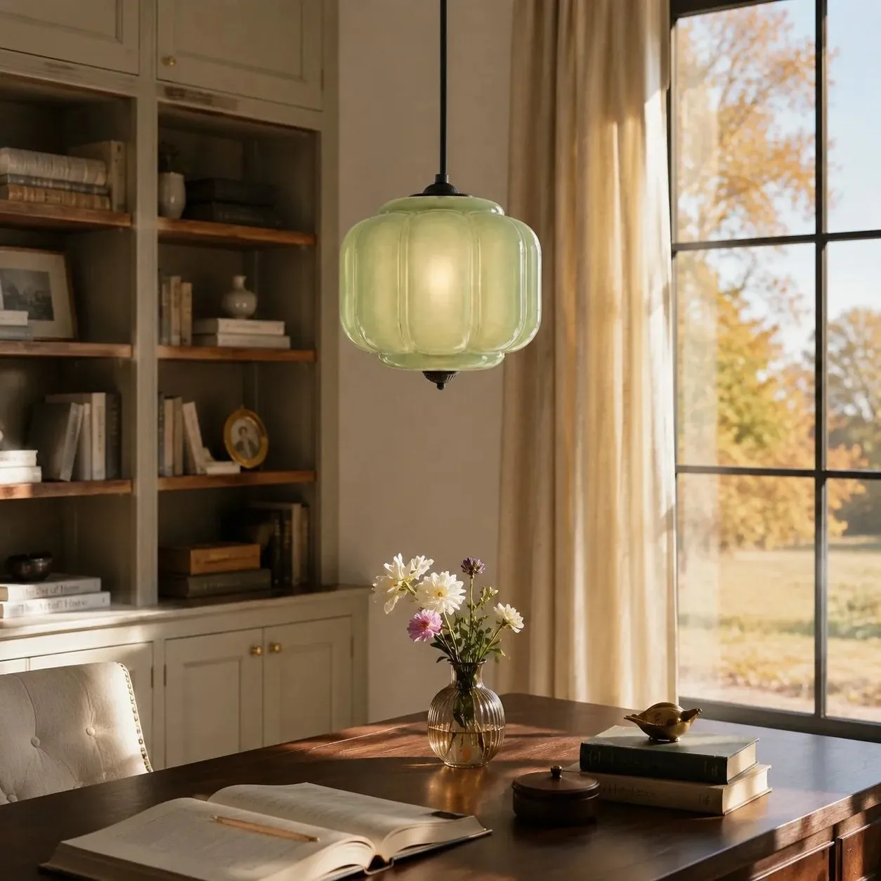 Lumi Vintage Milk Glass Oiled Brass Eloise Pendant Light 8