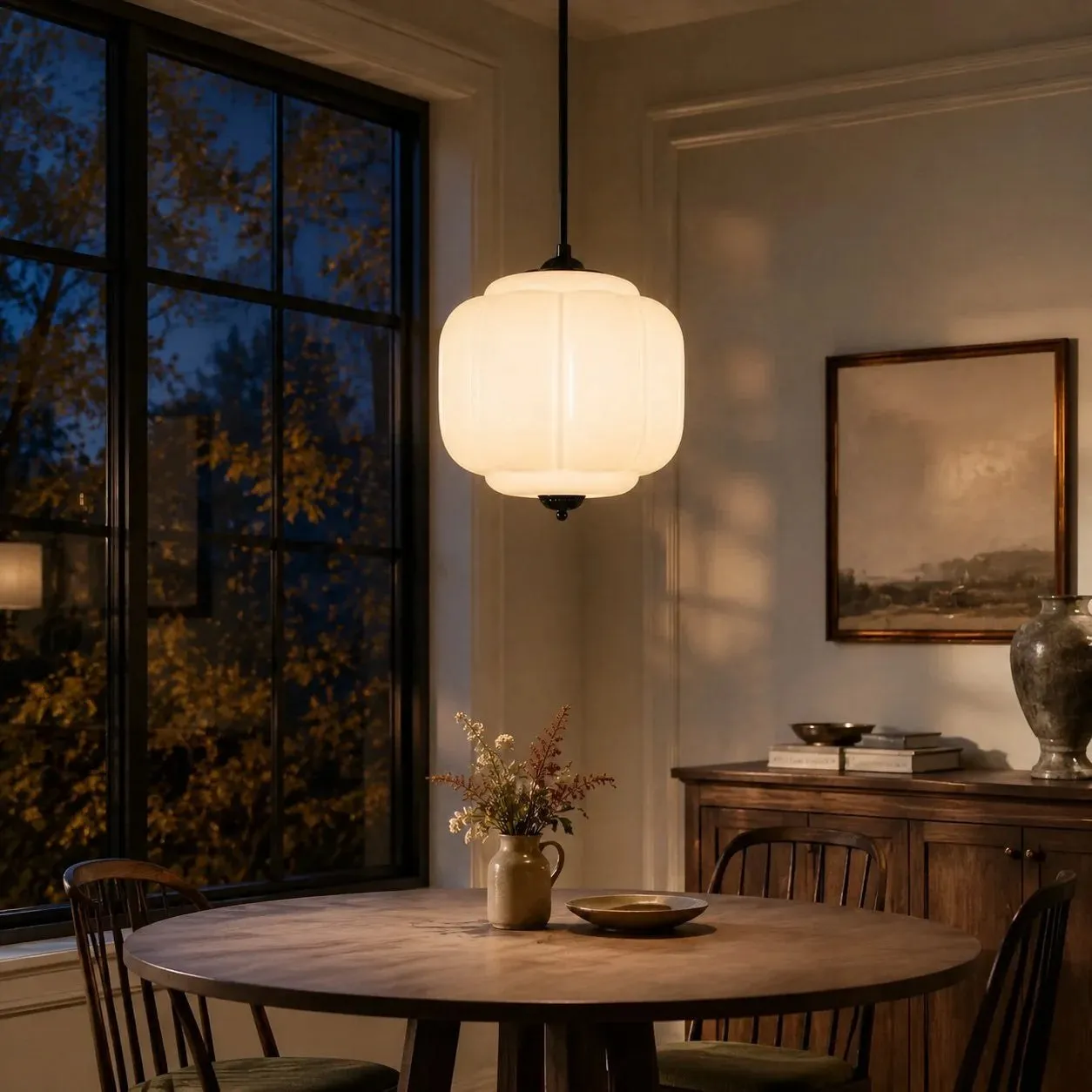 Lumi Vintage Milk Glass Oiled Brass Eloise Pendant Light 5